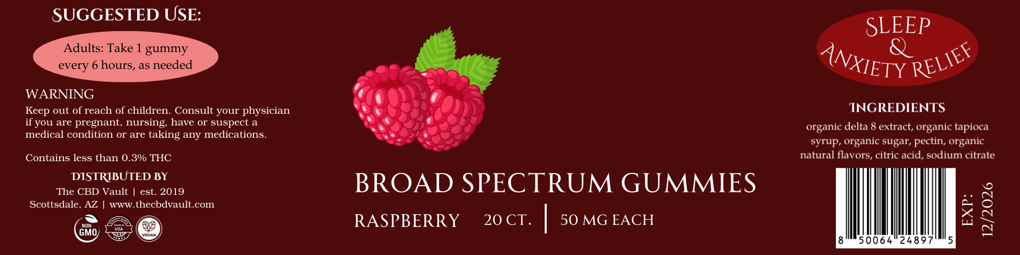 Broad Spectrum CBD Gummies 20 ct. 50mg